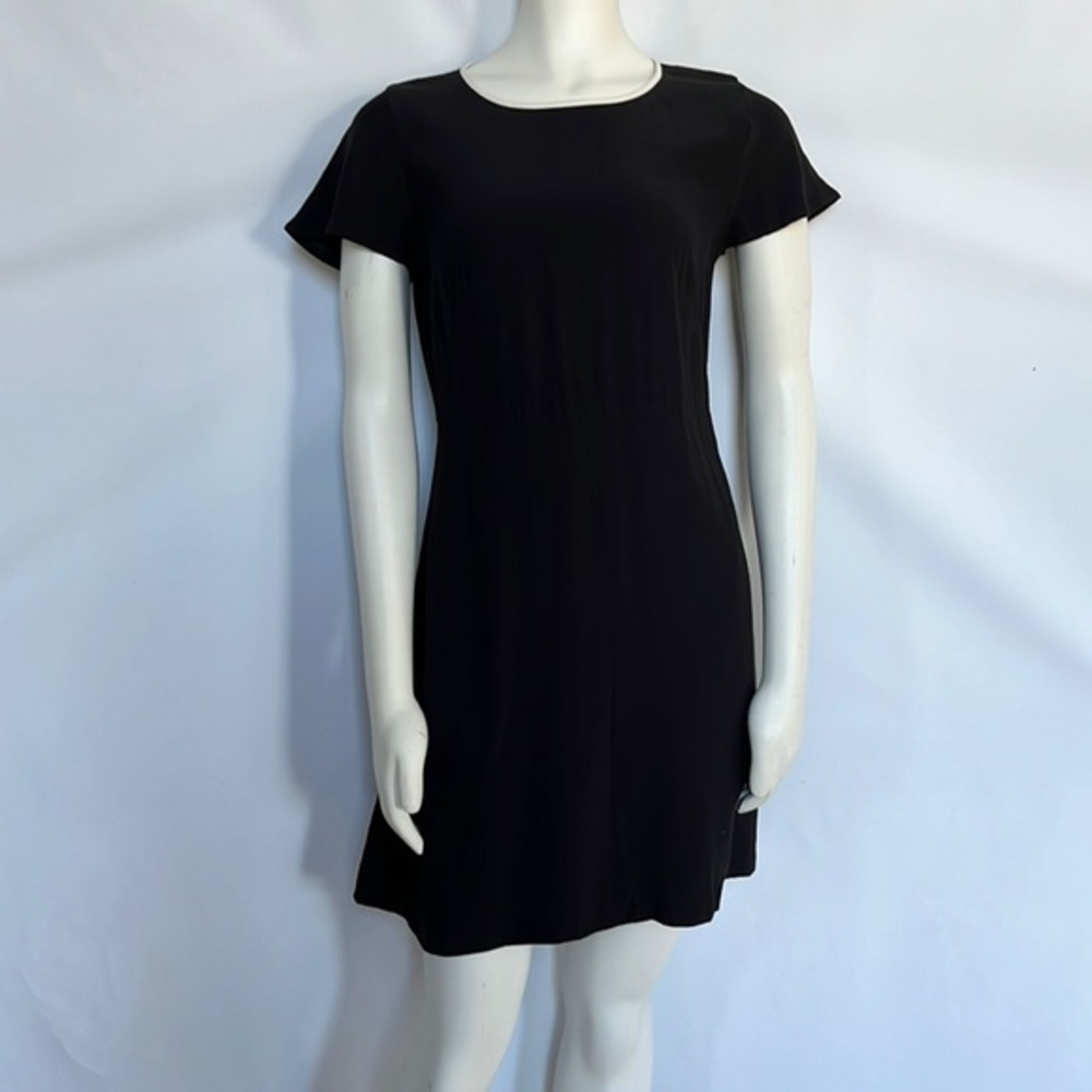 Loft Black‎ White Collar Piping Front Pockets Casual Mini Dress Size 6